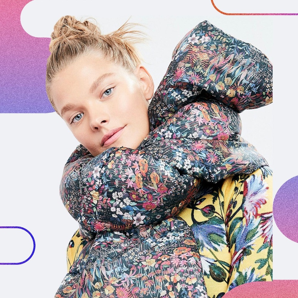 J. Crew NWT liberty of London floral puffer scarf